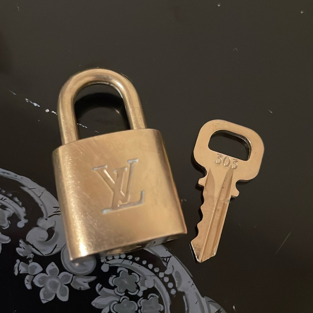 Louis Vuitton Gold Padlock and Key Set